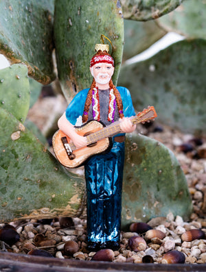 Willie Nelson Glass Ornament