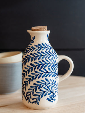 Indigo Floral Oil Cruet