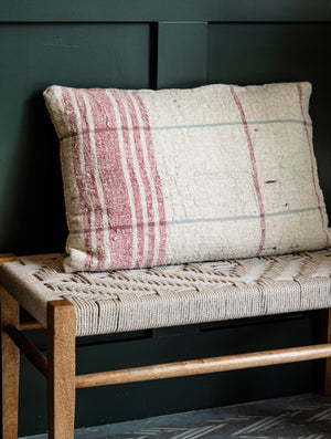 Red Grid Cotton Slub Pillow