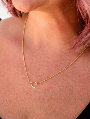 Golden Wishbone Goodluck Charm Necklace