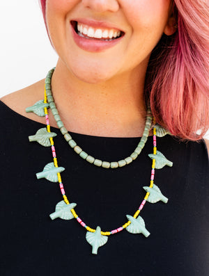 Gather Goods Turquoise Multi-Bird Necklace