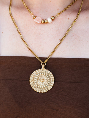 Rachel Nathan Brass Lace Necklace