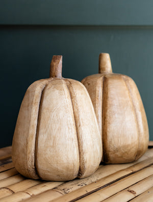 Carved Mango Wood Pumpkin