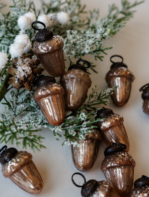 Mercury Glass Acorn Shaped Ornaments