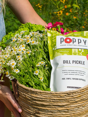 Poppy Dill Pickle Popcorn