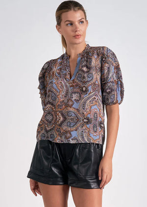 Evelyn Blue Paisley Blouse
