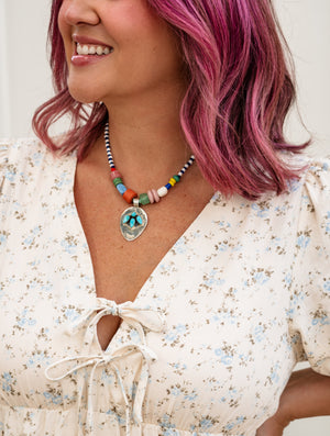 Gather Goods Sterling & Tortoise Drop Necklace