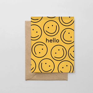 Yellow Hello Smiley Greeting Card