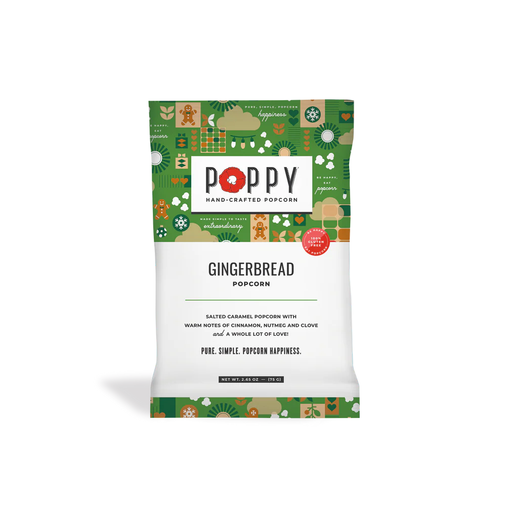 Poppy Gingerbread Popcorn Snack Bag