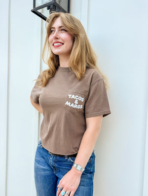 Tacos & Margs Cropped Pocket Tee