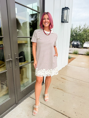 Leighton Stripes & Lace Dress