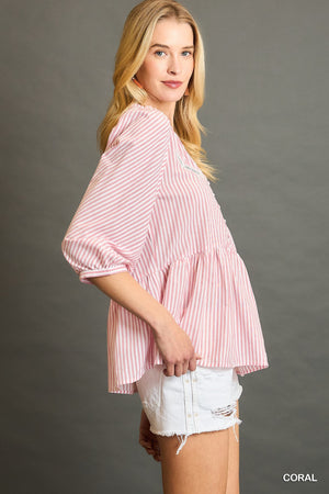 Savannah Peplum Striped Top