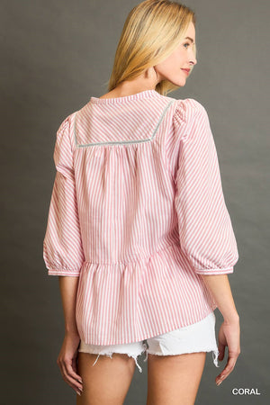 Savannah Peplum Striped Top