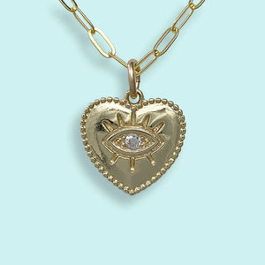 Enamored Heart Protective Eye Necklace