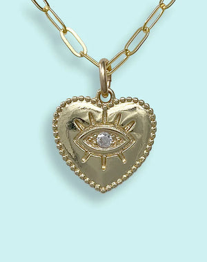 Enamored Heart Protective Eye Necklace