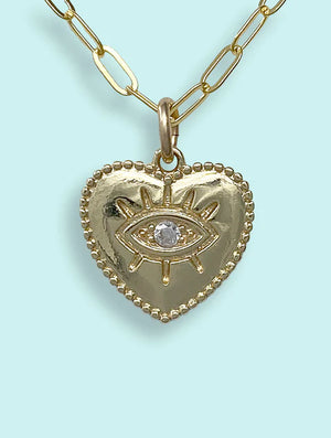 Enamored Heart Protective Eye Necklace