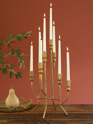 Antique Brass Eight Taper Candelabra