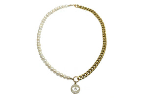 Rachel Nathan Mother of Pearl Eye Curb Necklace