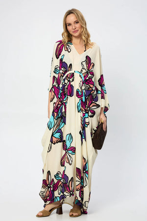 Tropical Nights Ivory Kaftan