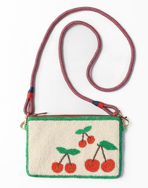 Ink & Alloy Leila Cherries Bead Seed Crossbody/Clutch