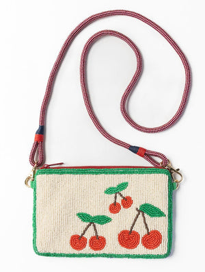 Ink & Alloy Leila Cherries Bead Seed Crossbody/Clutch