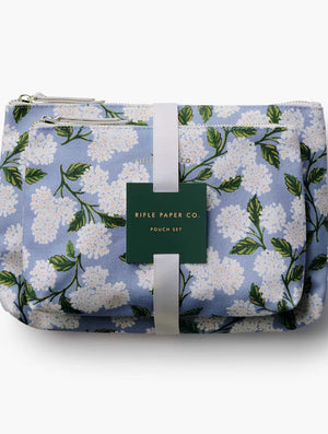 Hydrangea Zippered Pouch Set