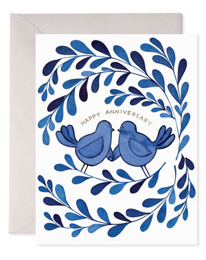 E. Frances Blue Birds Anniversary Card