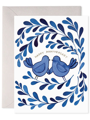 E. Frances Blue Birds Anniversary Card