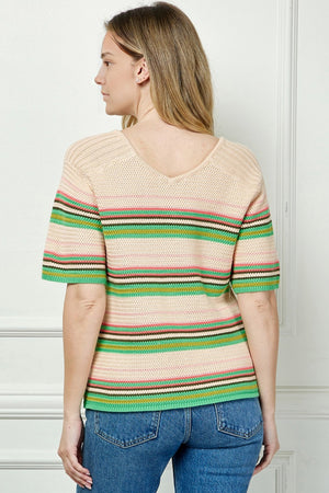 Sherbet Striped Short-Sleeve Top