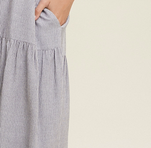 Seersucker Striped Midi Dress