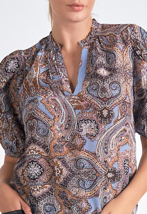 Evelyn Blue Paisley Blouse
