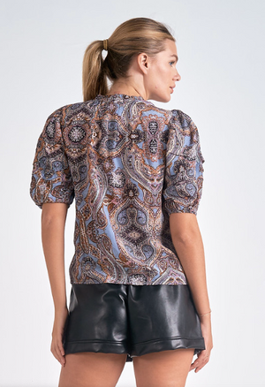 Evelyn Blue Paisley Blouse