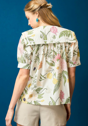Juniper Floral Bronze Button Top