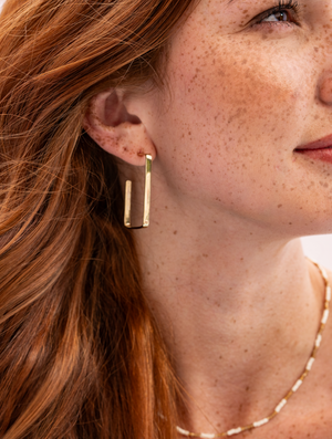 Ink & Alloy Leah Square Brass Hoop