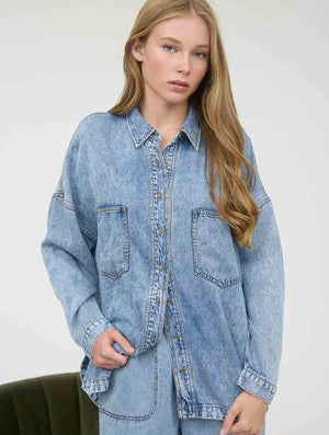 Drew Drop Shoulder Denim Top