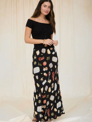 Portofino Black Maxi Slip-on Skirt