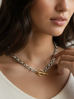Interlocked Mixed Metal Necklace