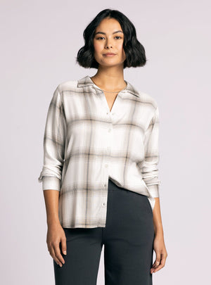 The Adeline Silver Plaid Top