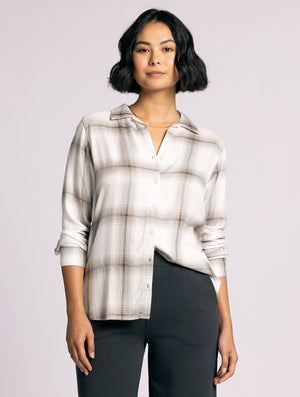 The Adeline Silver Plaid Top