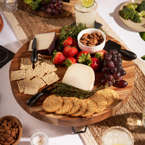 Acacia Footed Cheeseboard & Knife Set