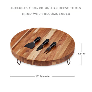 Acacia Footed Cheeseboard & Knife Set