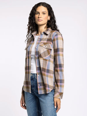The Cassian Sand Plaid Top