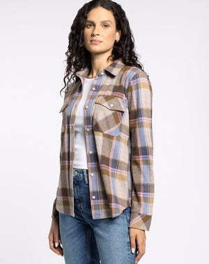 The Cassian Sand Plaid Top