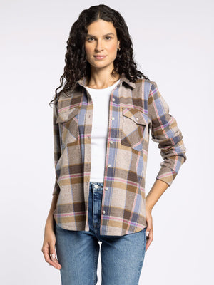 The Cassian Sand Plaid Top