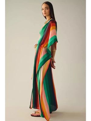 Rainbow Striped Caftan Maxi