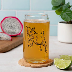 Baby Goat Jump Beer Can Glass