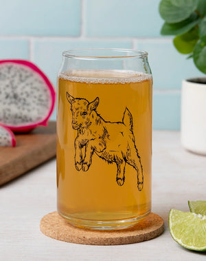 Baby Goat Jump Beer Can Glass