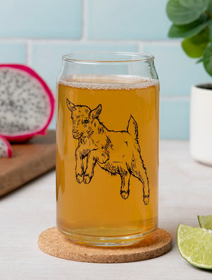 Baby Goat Jump Beer Can Glass
