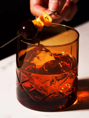Amber Etched Glass Lowball