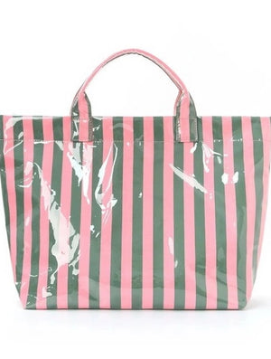 Pink & Green Stripe Apothecary Tote
